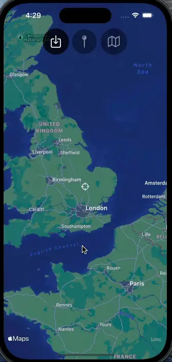 Screen recording of choosing a tile and its boundary appearing on the map